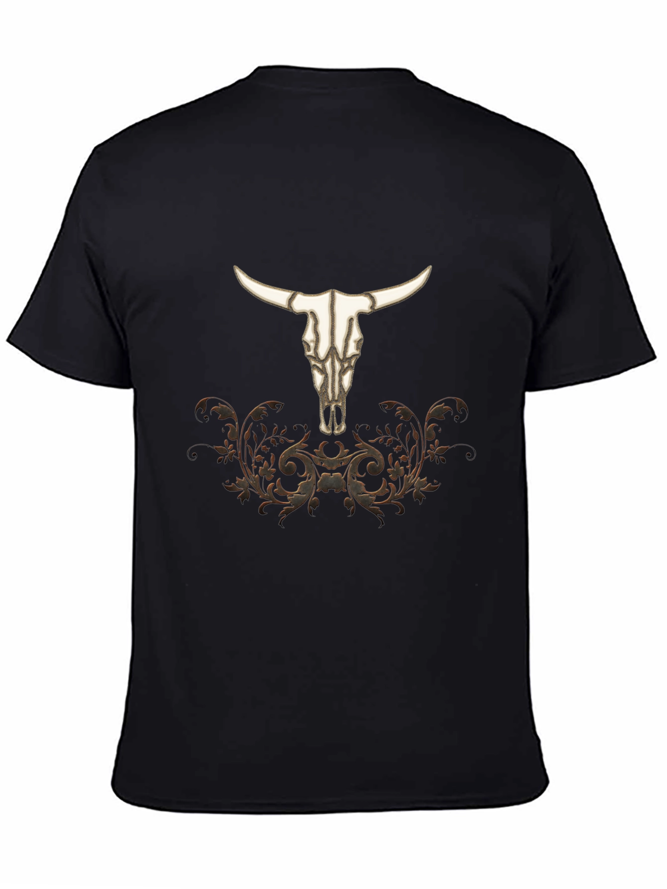 Western Bull Skull Graphic Tee - Black