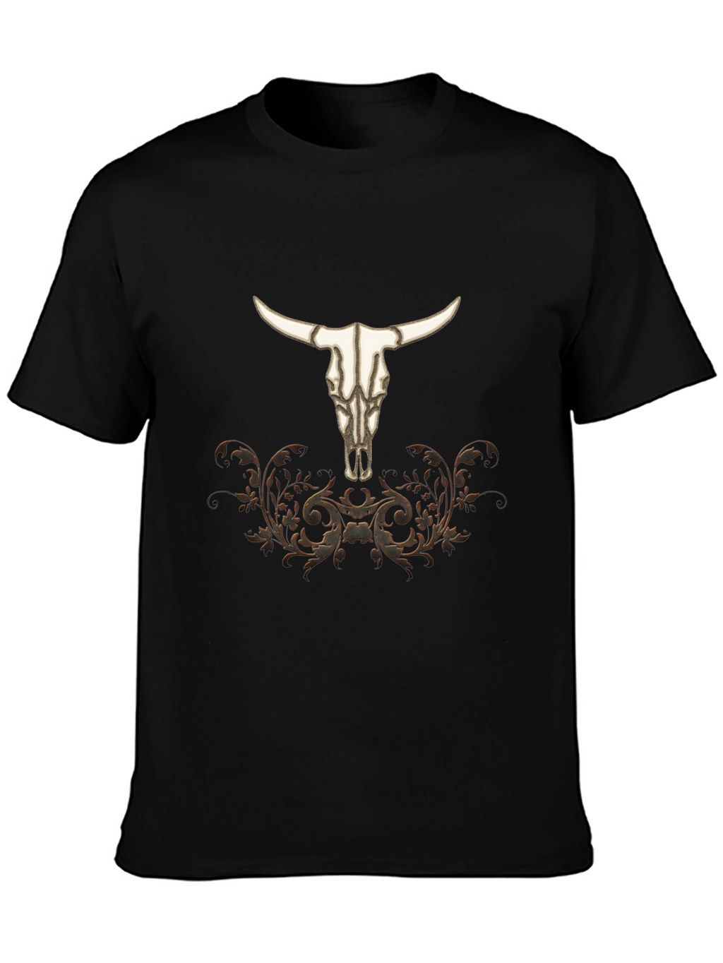 Western Bull Skull Graphic Tee - Black