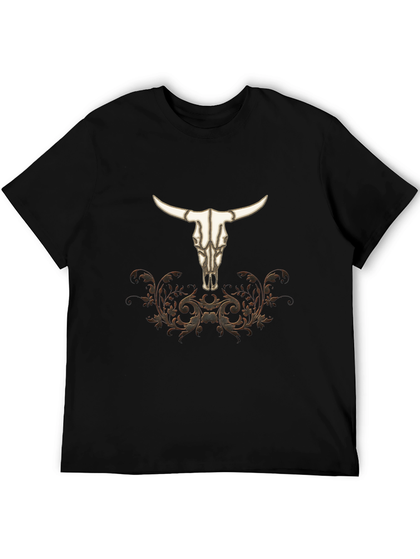 Western Bull Skull Graphic Tee - Black