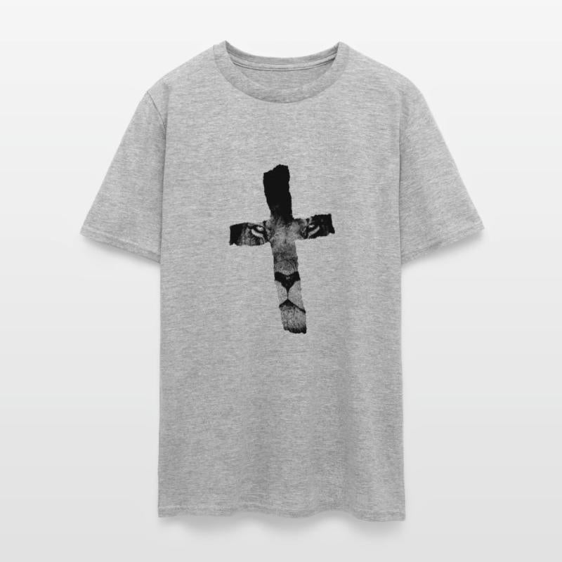 Cross with Lion Christian Religious Print