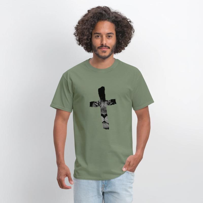 Cross with Lion Christian Religious Print