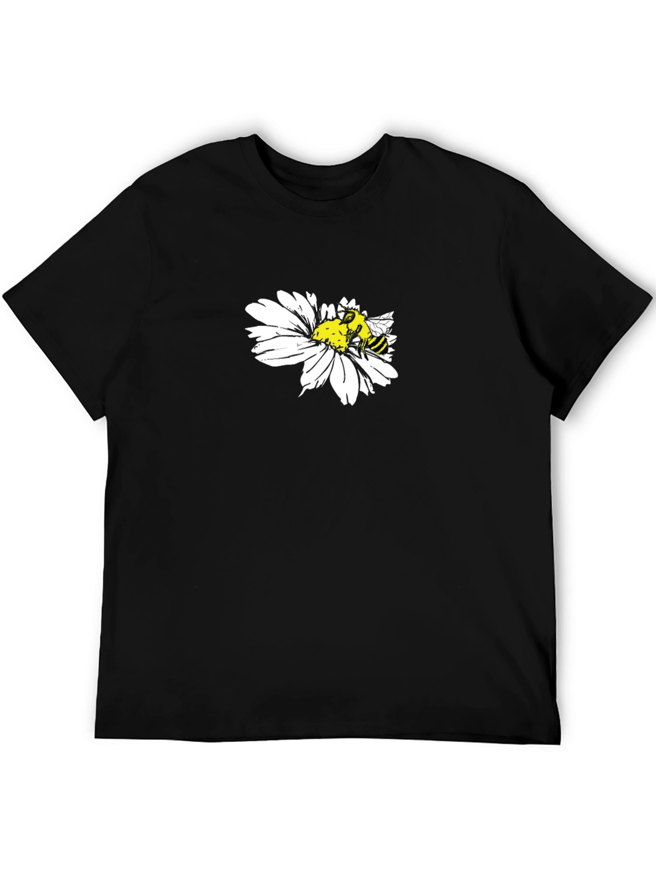 Black T-Shirt with Bee on Daisy Design