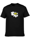 Black T-Shirt with Bee on Daisy Design