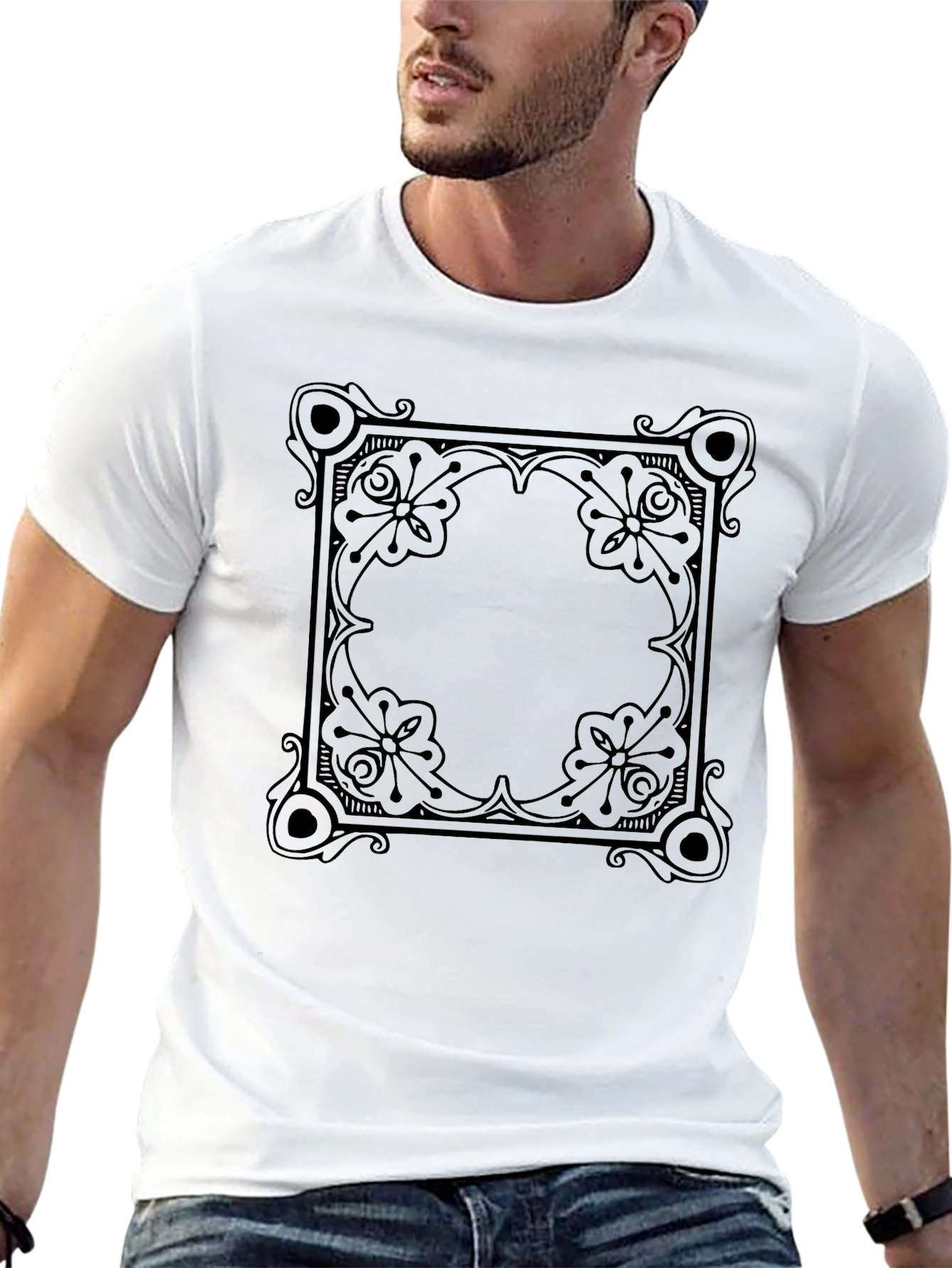 Floral Ornament Black Tee
