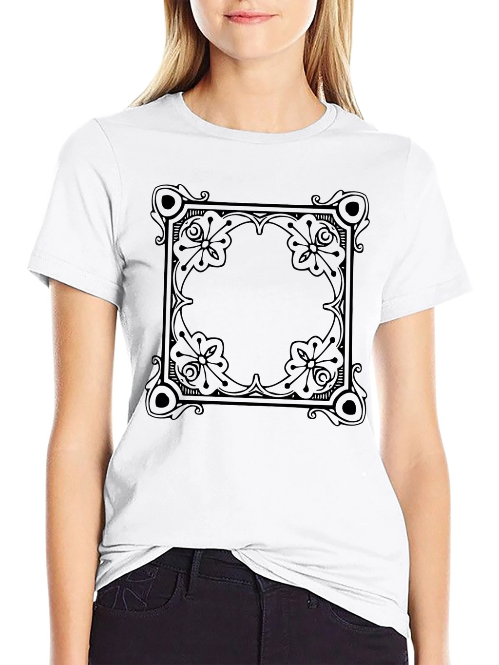 Floral Ornament Black Tee