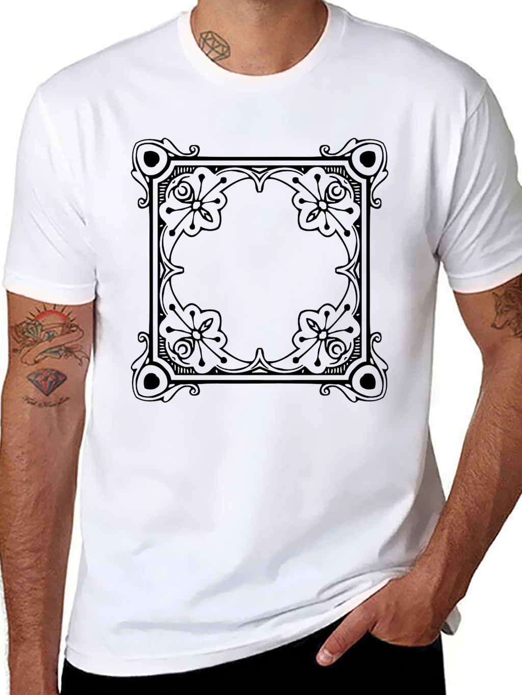 Floral Ornament Black Tee