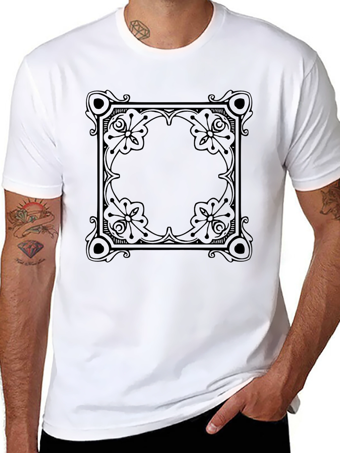 Floral Ornament Black Tee