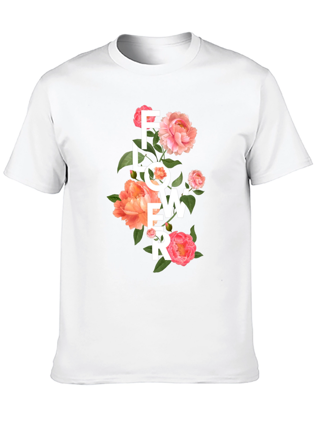 Floral Design Black T-Shirt