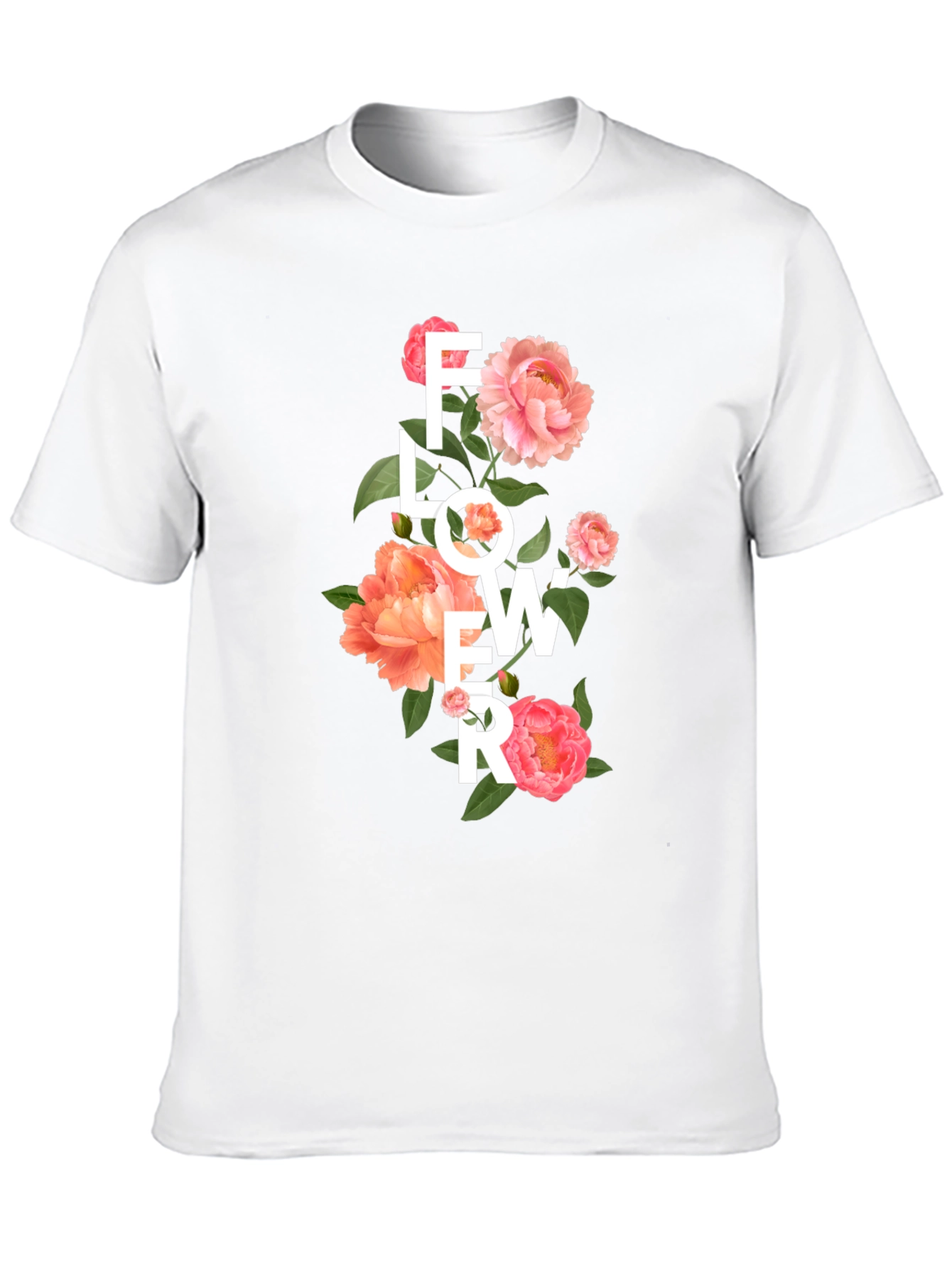 Floral Design Black T-Shirt