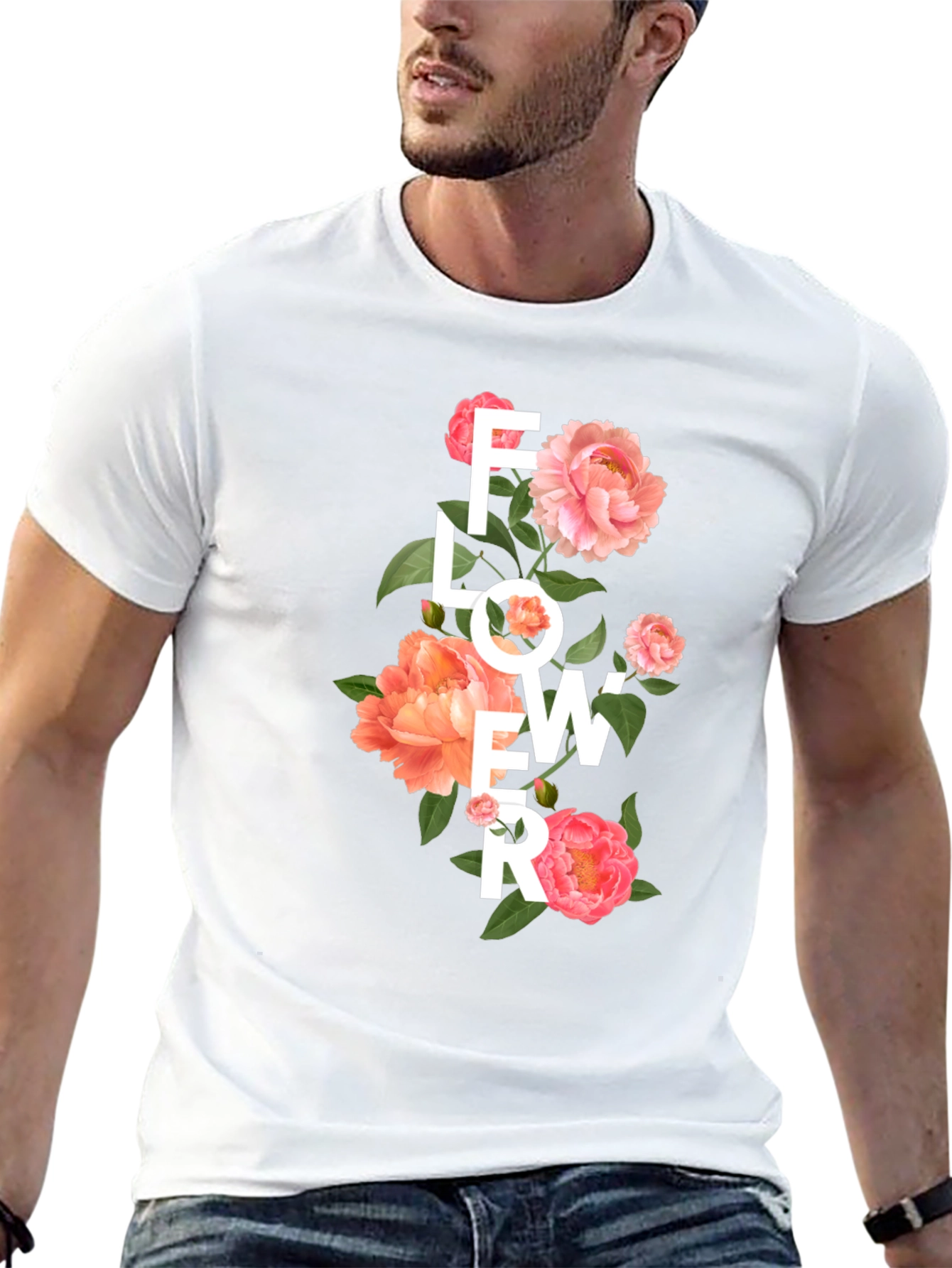 Floral Design Black T-Shirt