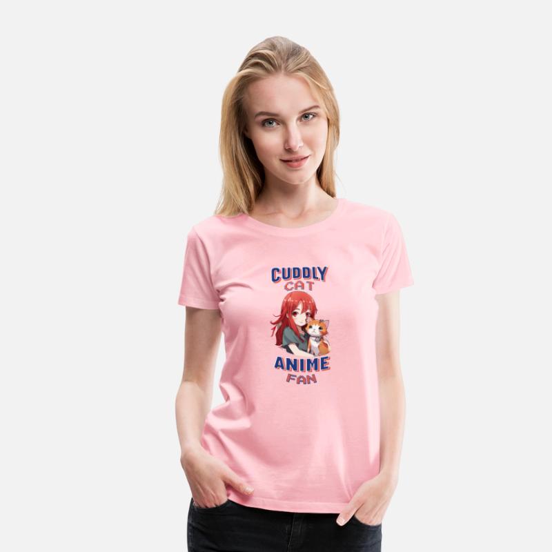 Cuddly cat Anime fan Manga Girl with cute Cat