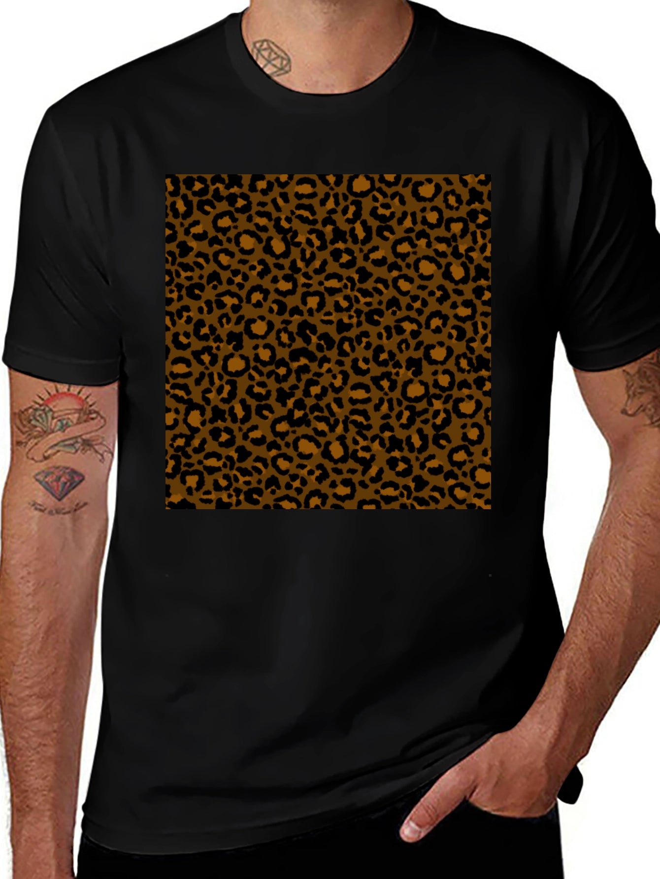 Leopard Print Black T-Shirt - Stylish & Unique Design