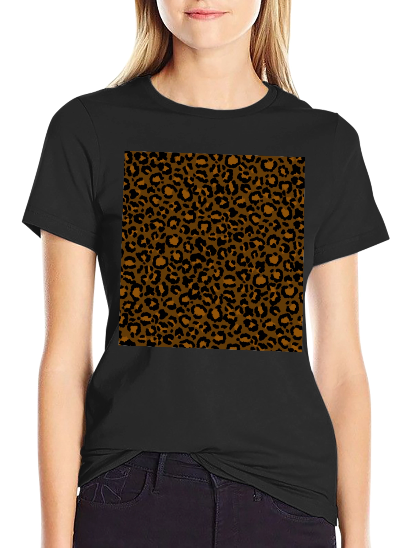 Leopard Print Black T-Shirt - Stylish & Unique Design