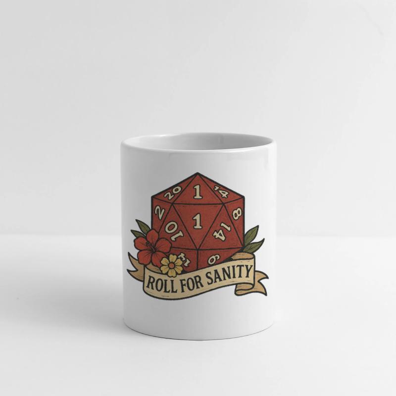 Cute D20 Gaming Die with Floral Banner