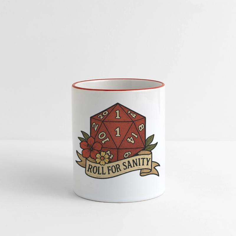 Cute D20 Gaming Die with Floral Banner