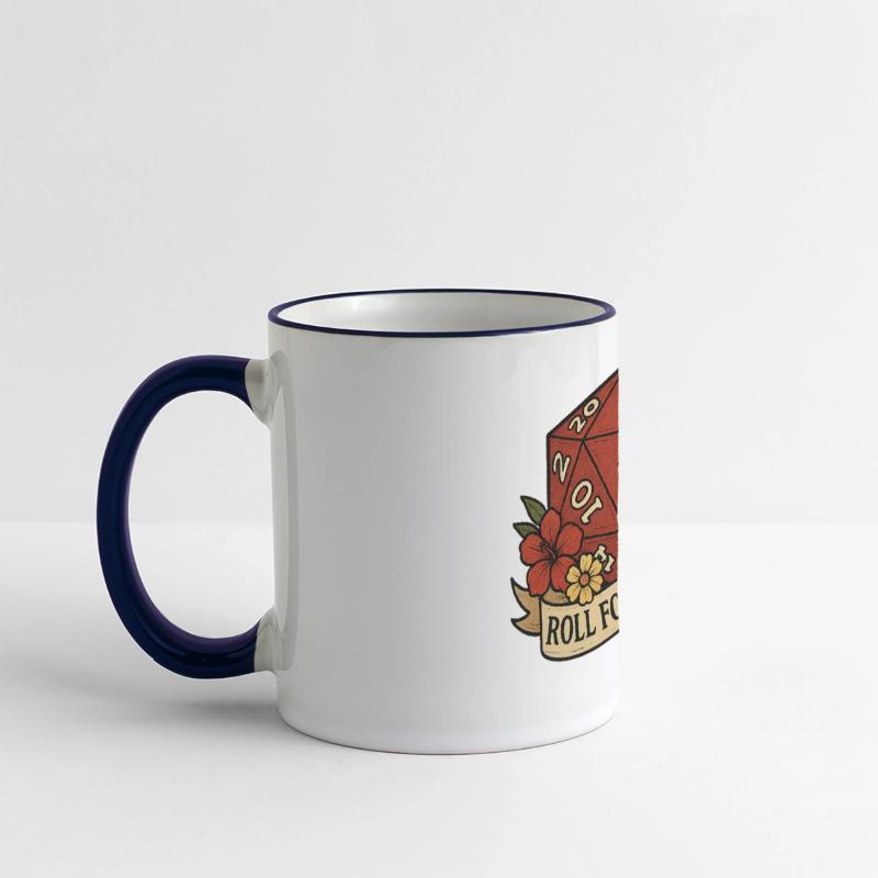 Cute D20 Gaming Die with Floral Banner