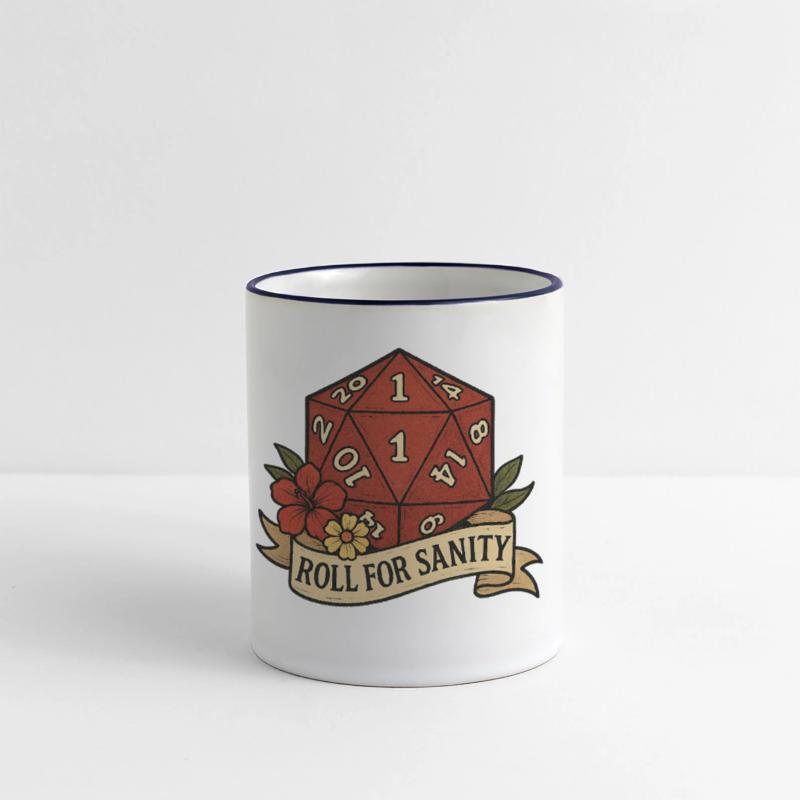 Cute D20 Gaming Die with Floral Banner