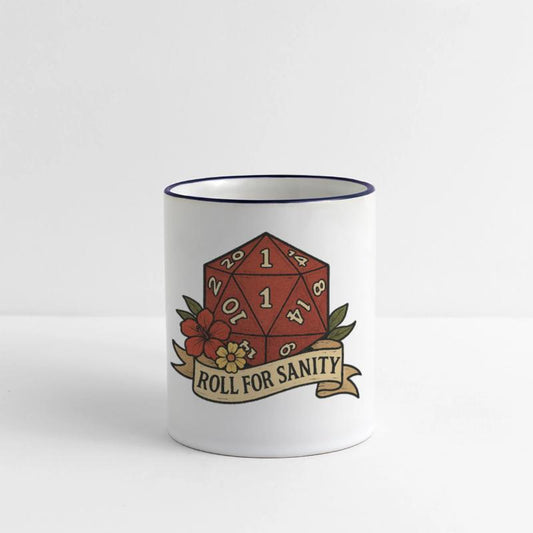 Cute D20 Gaming Die with Floral Banner