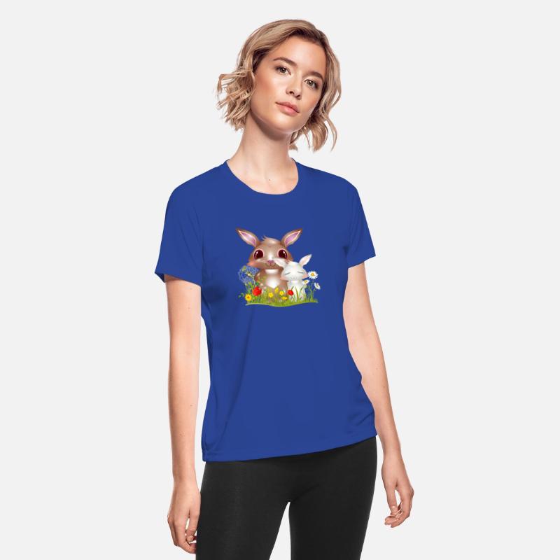 cute rabbits on a meadow in spring