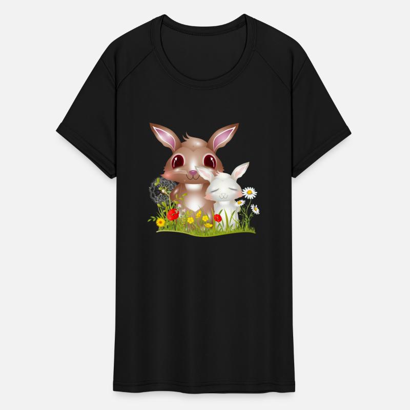 cute rabbits on a meadow in spring