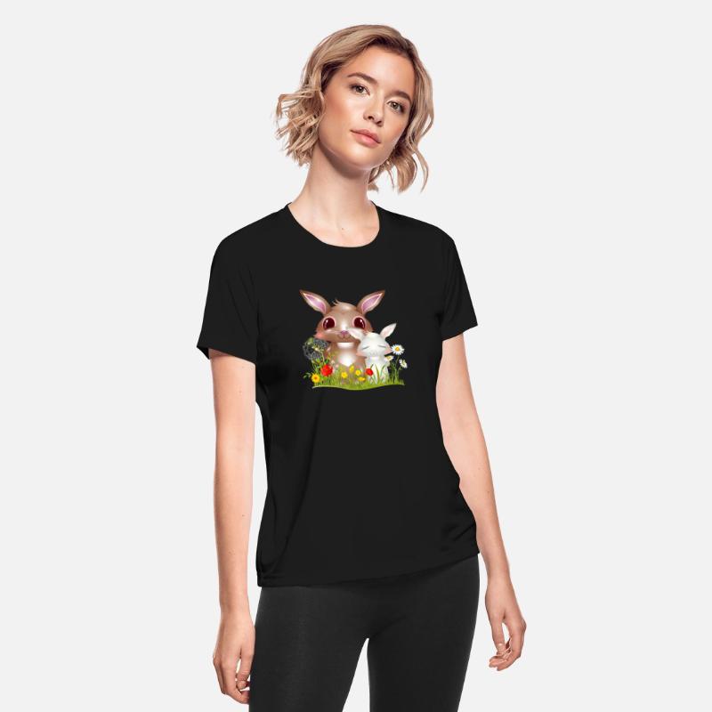 cute rabbits on a meadow in spring