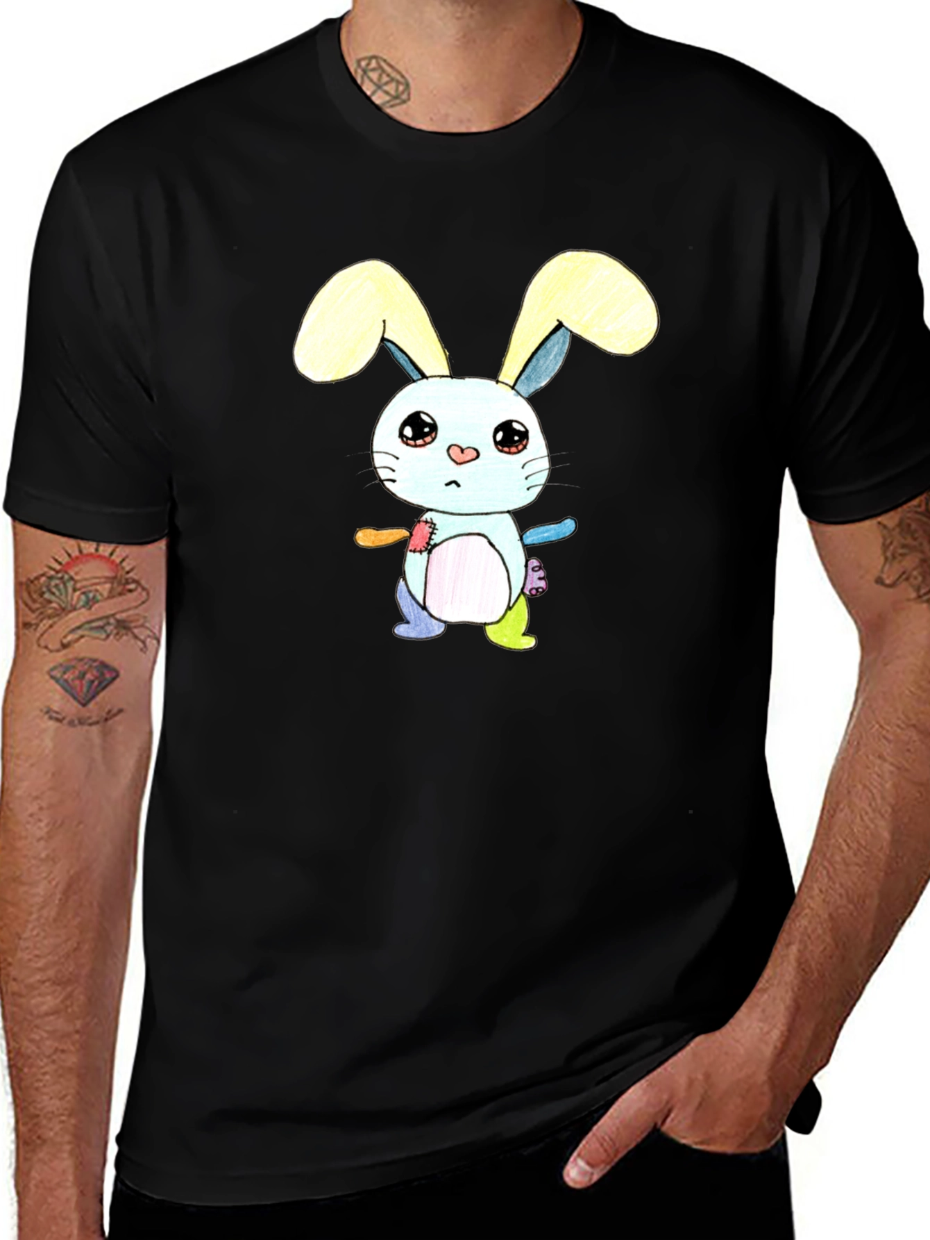 Cute Cartoon Bunny T-Shirt - Unisex Black Tee