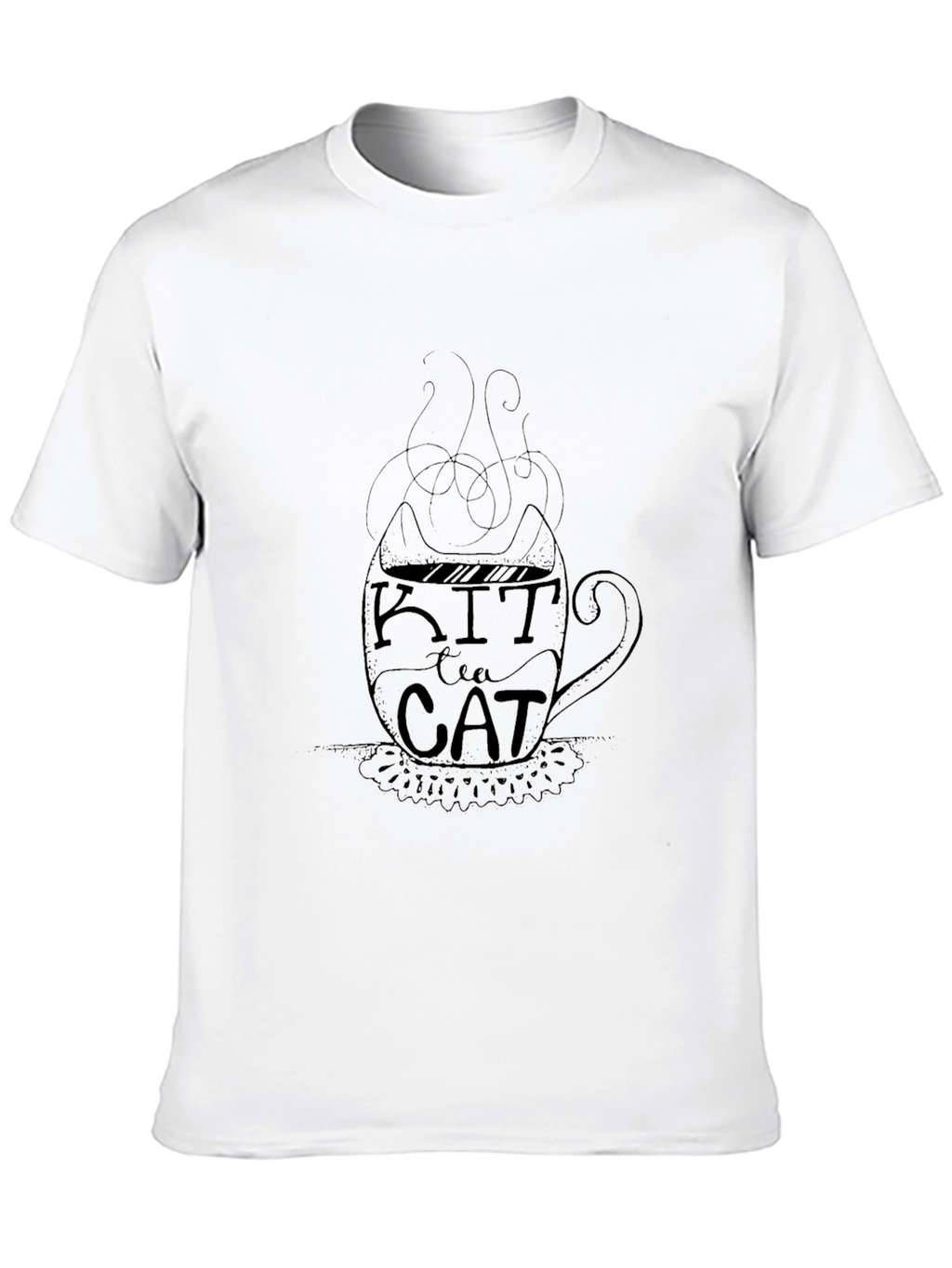 Kit Tea Cat Graphic T-Shirt - Black