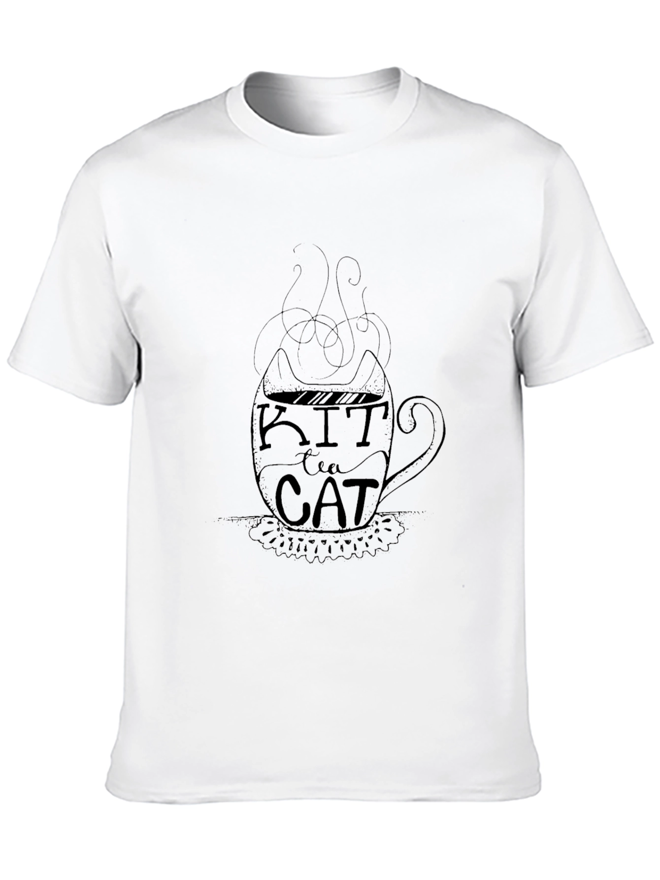 Kit Tea Cat Graphic T-Shirt - Black