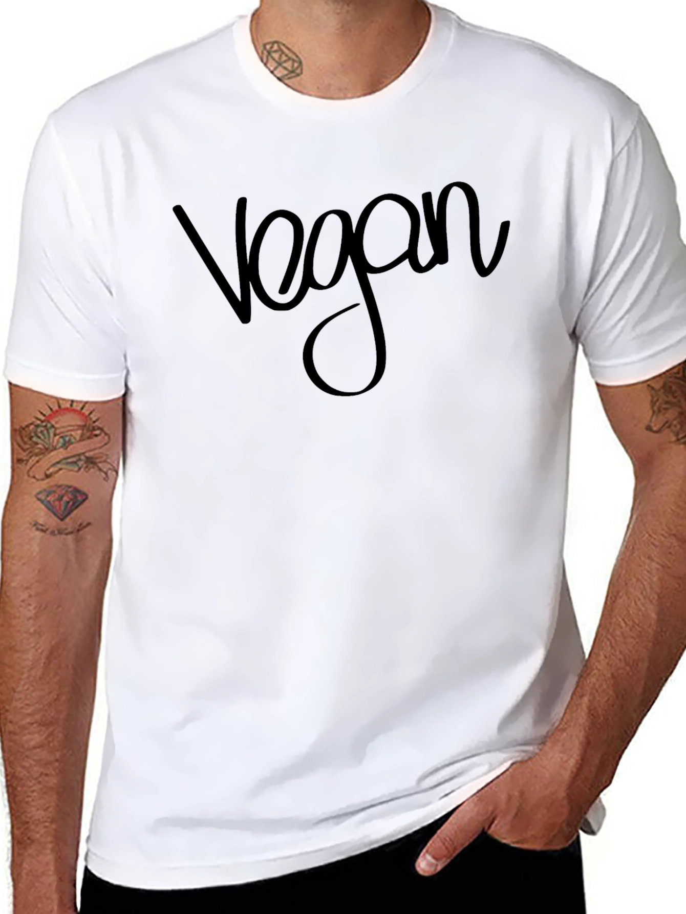 Vegan T-Shirt - Black Crew Neck