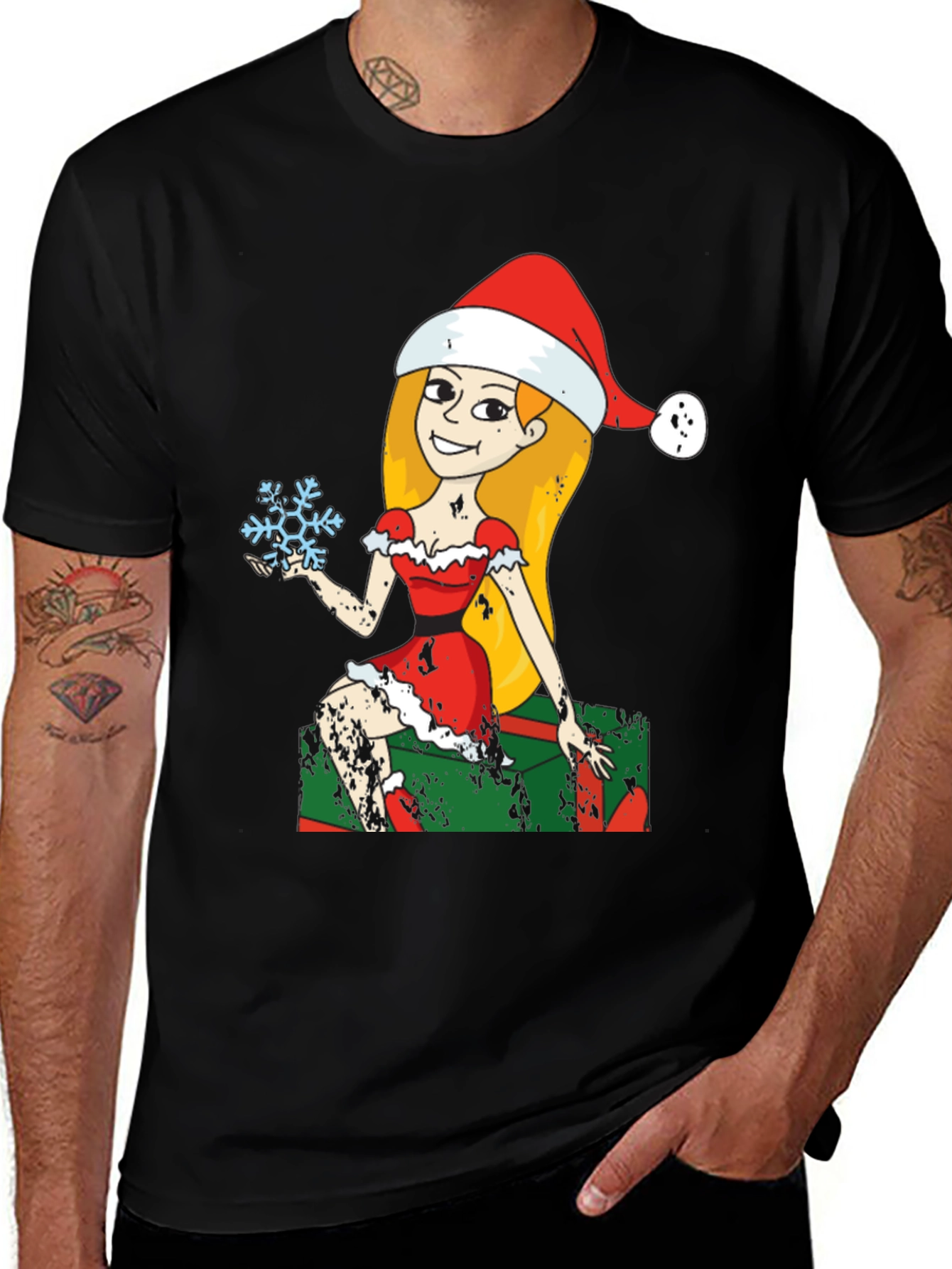 Christmas Elf Snowflake Graphic Tee