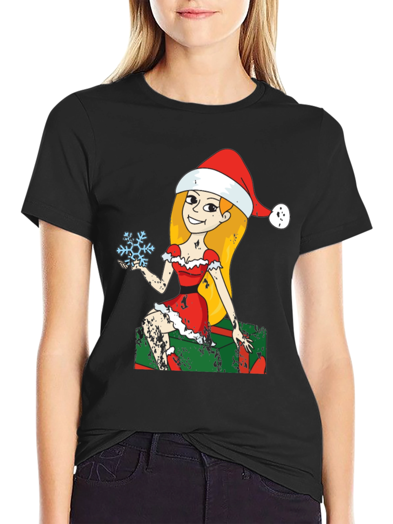 Christmas Elf Snowflake Graphic Tee