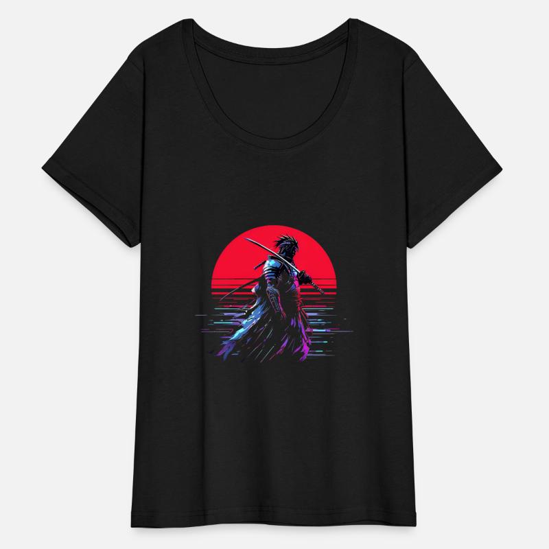 Cyberpunk Samurai Warrior Under Neon Moon