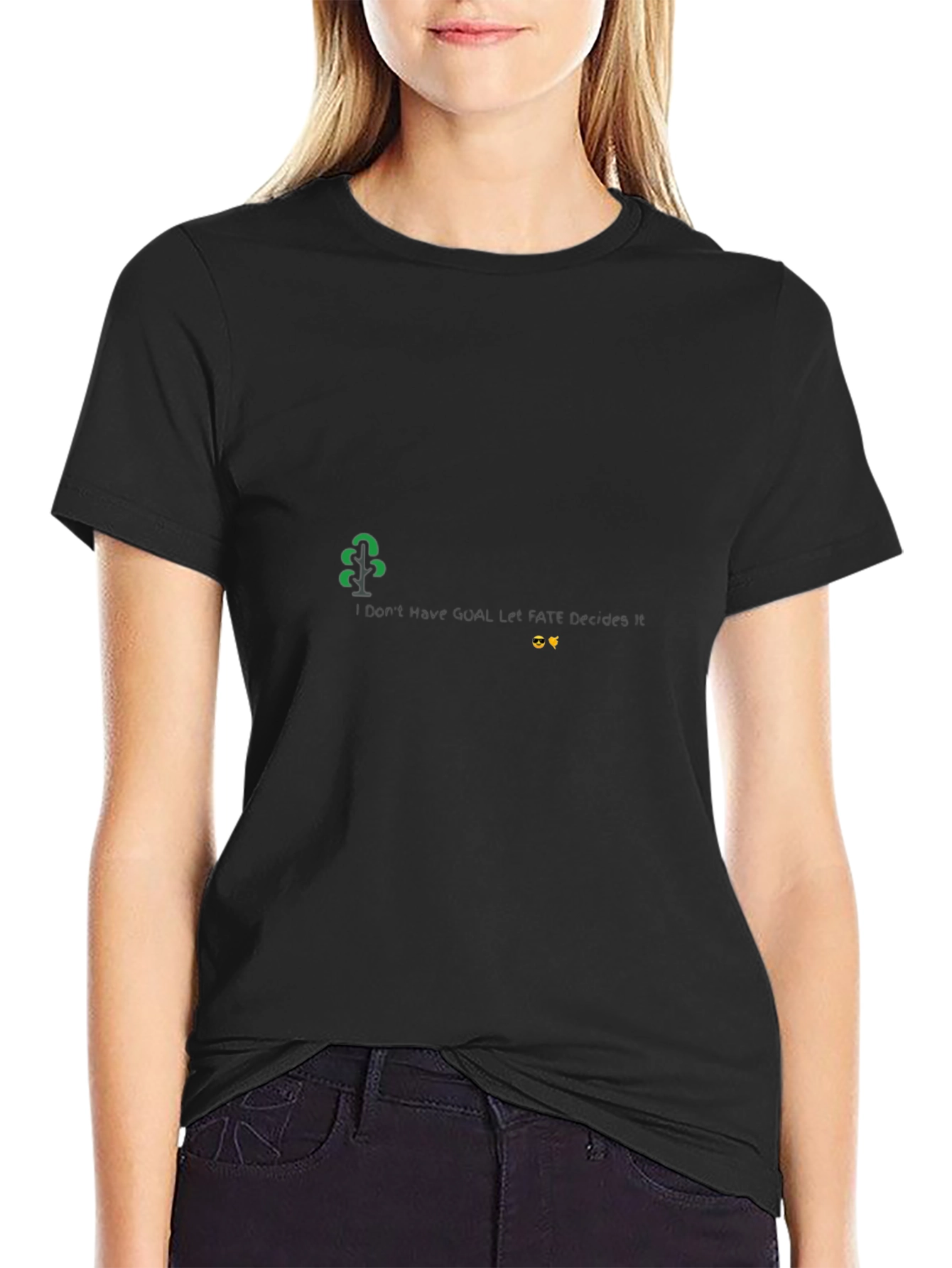 Black T-Shirt with Tree and Funny Slogan