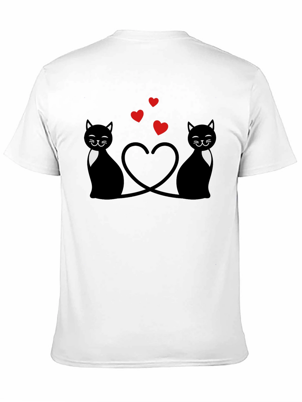 Cute Cats & Hearts Black Graphic Tee