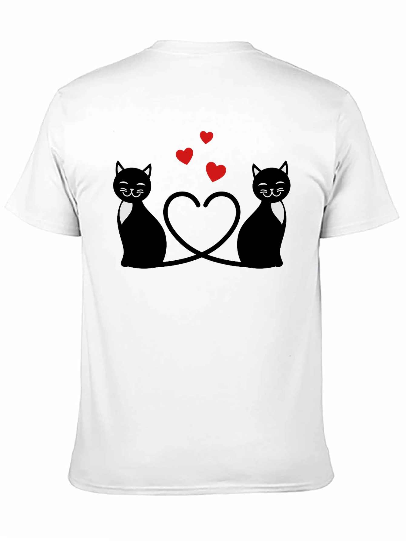 Cute Cats & Hearts Black Graphic Tee