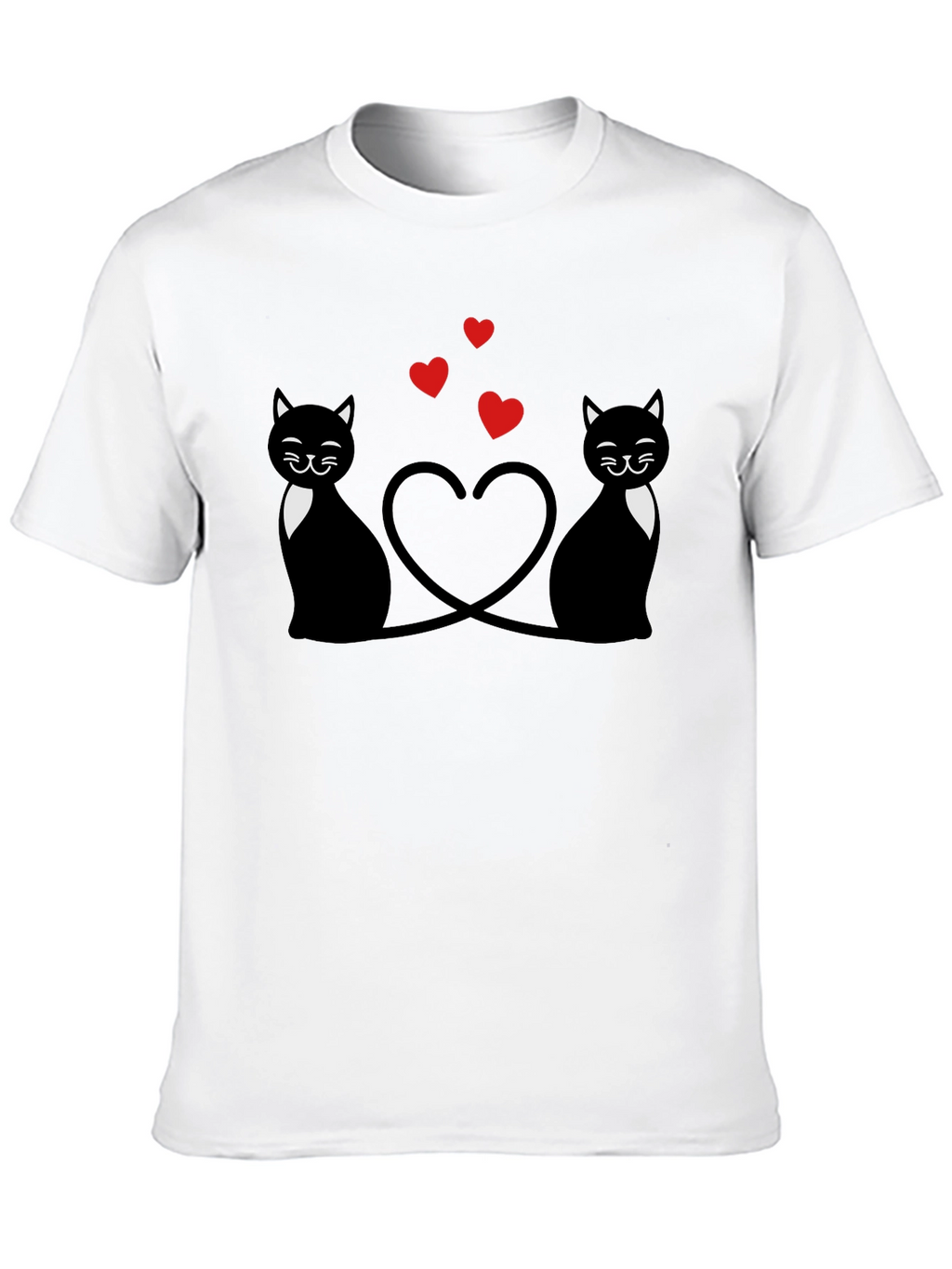 Cute Cats & Hearts Black Graphic Tee