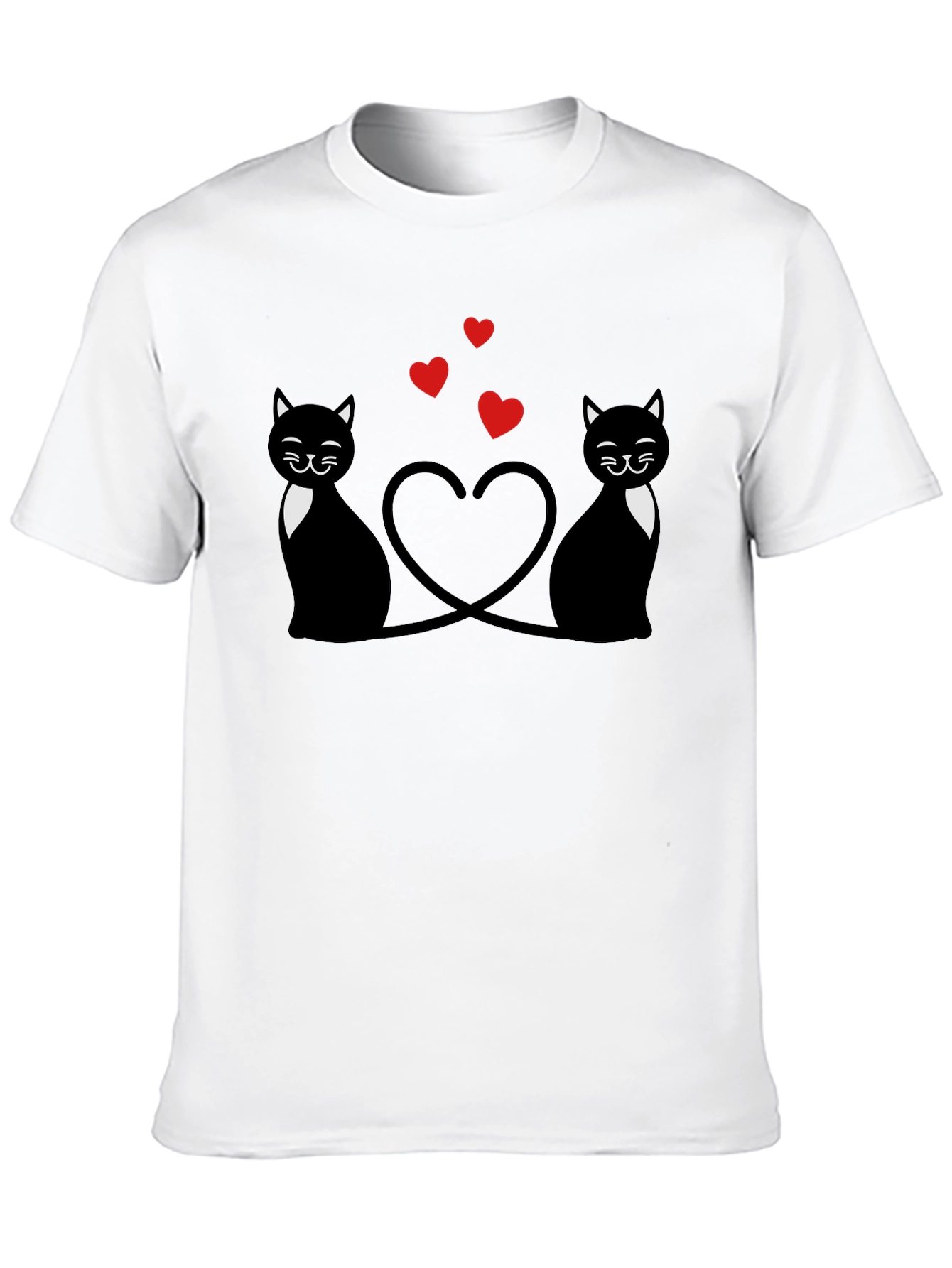 Cute Cats & Hearts Black Graphic Tee