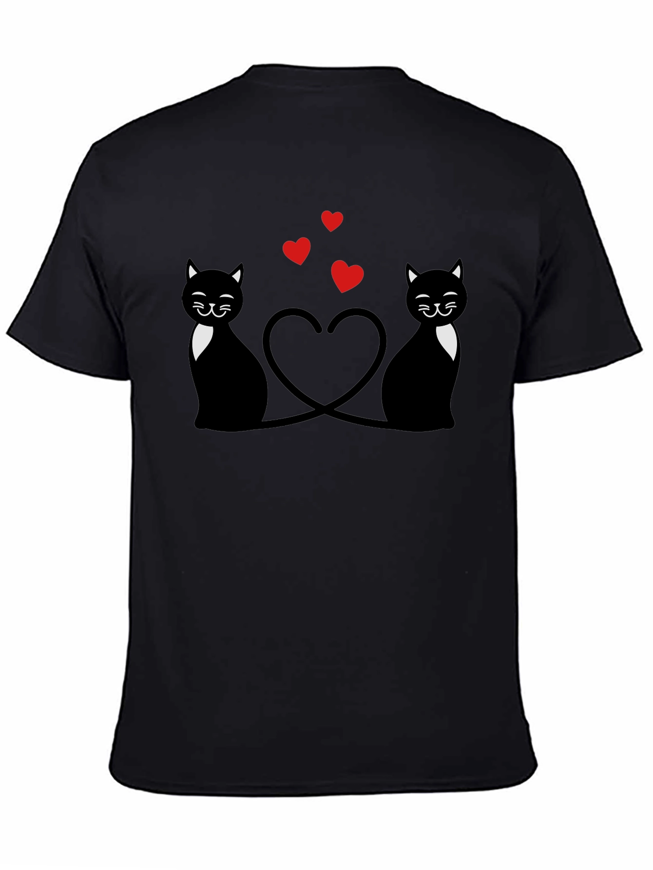 Cute Cats & Hearts Black Graphic Tee
