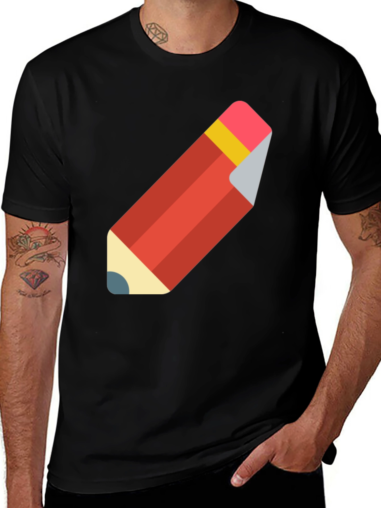 Pencil Graphic Black T-Shirt
