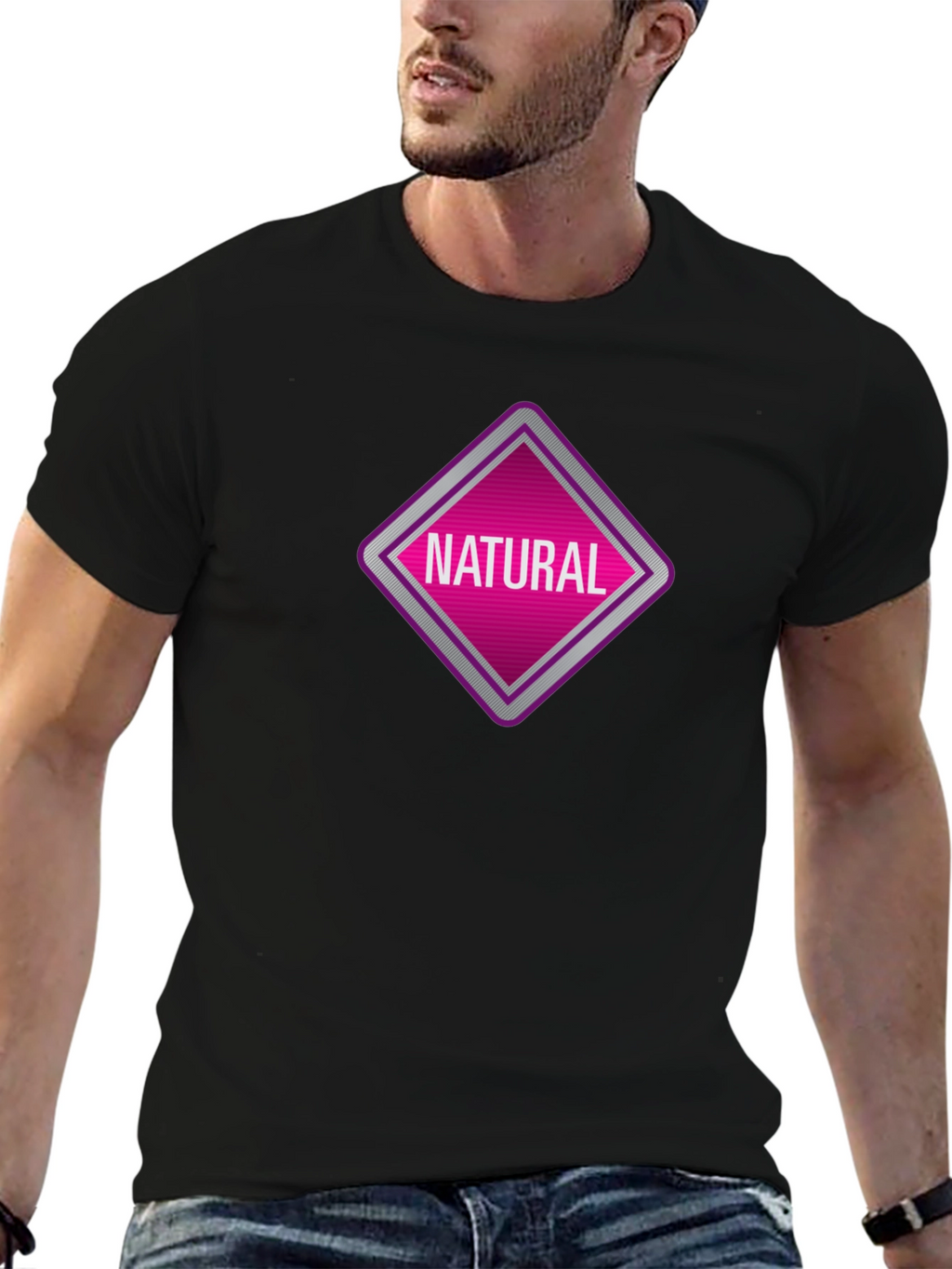 Natural Graphic Tee - Black Cotton T-Shirt