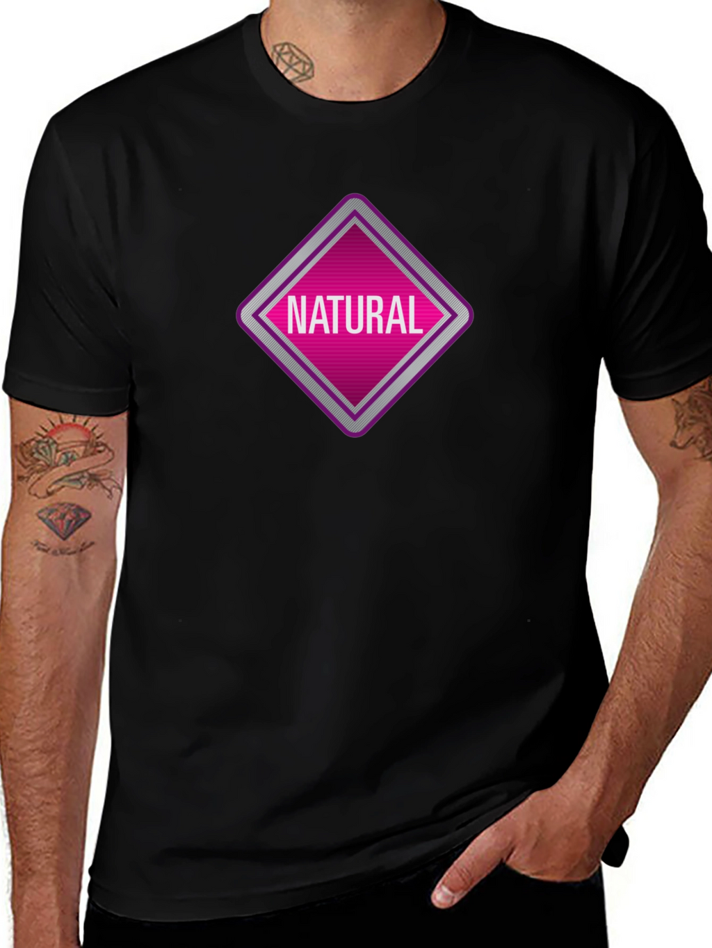 Natural Graphic Tee - Black Cotton T-Shirt