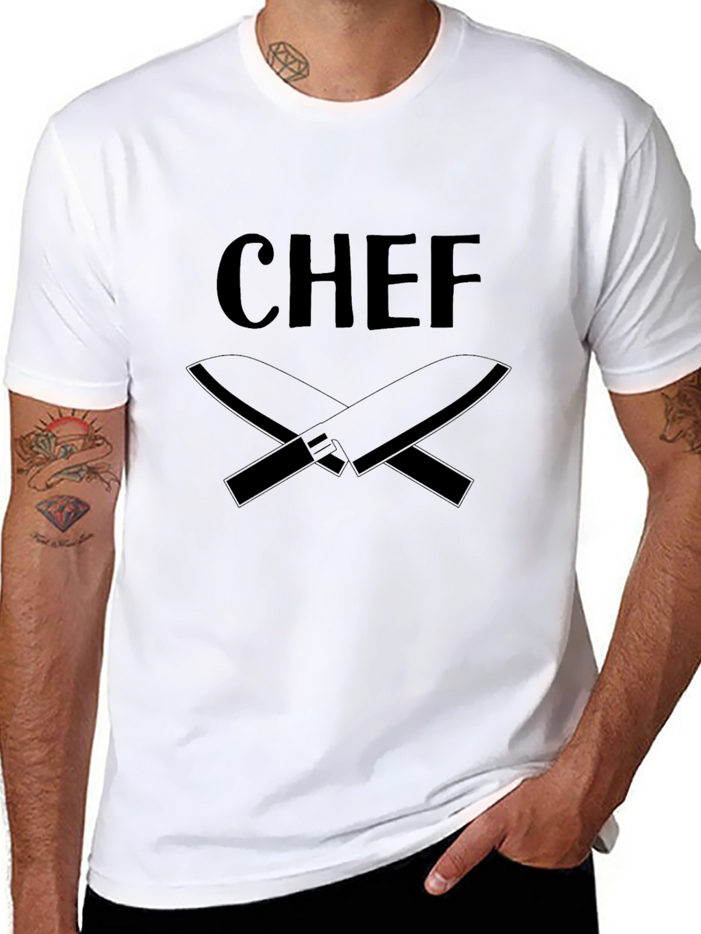 Chef T-Shirt - Culinary Crossed Knives Design