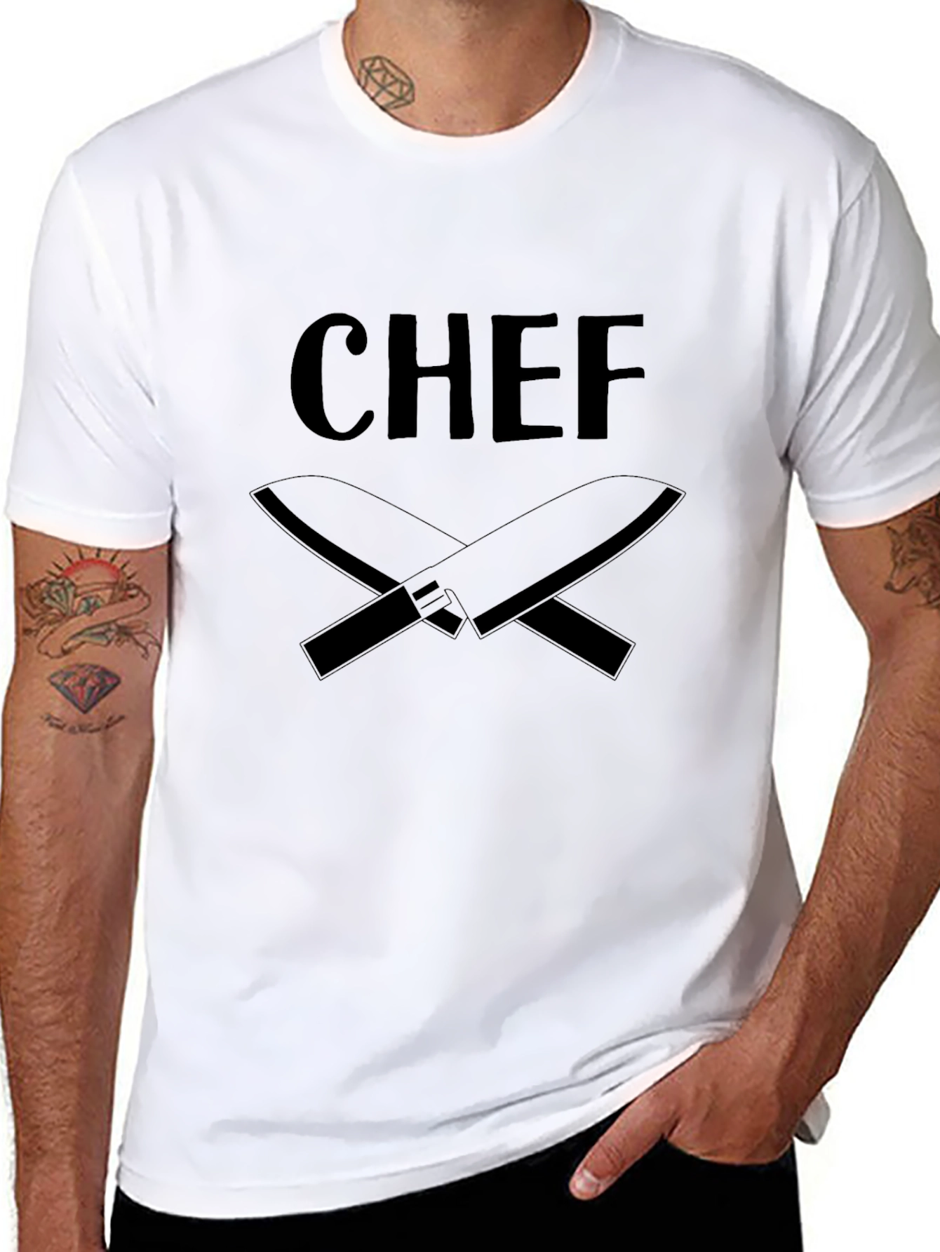 Chef T-Shirt - Culinary Crossed Knives Design