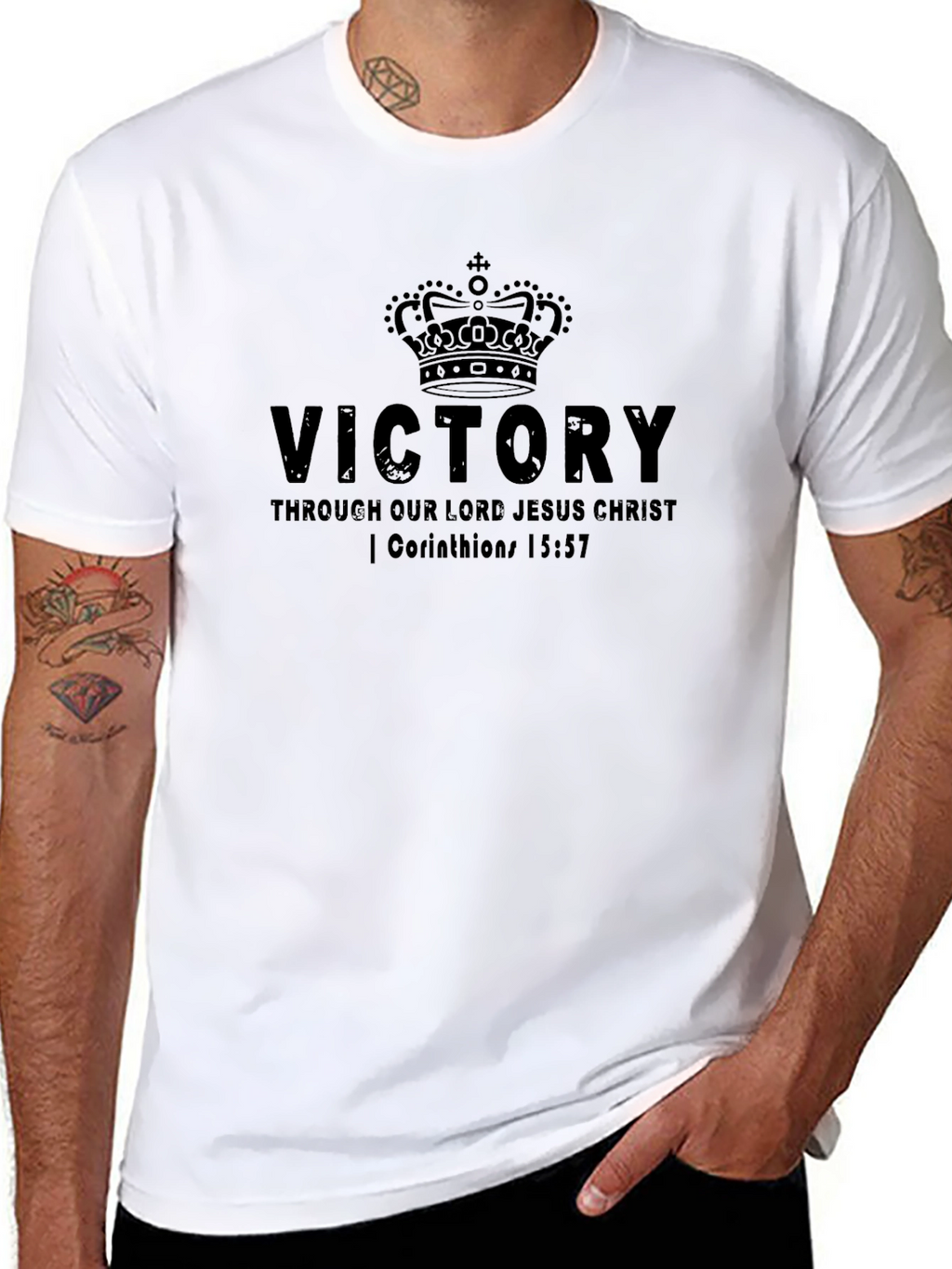 Victory Through Christ Black T-Shirt
