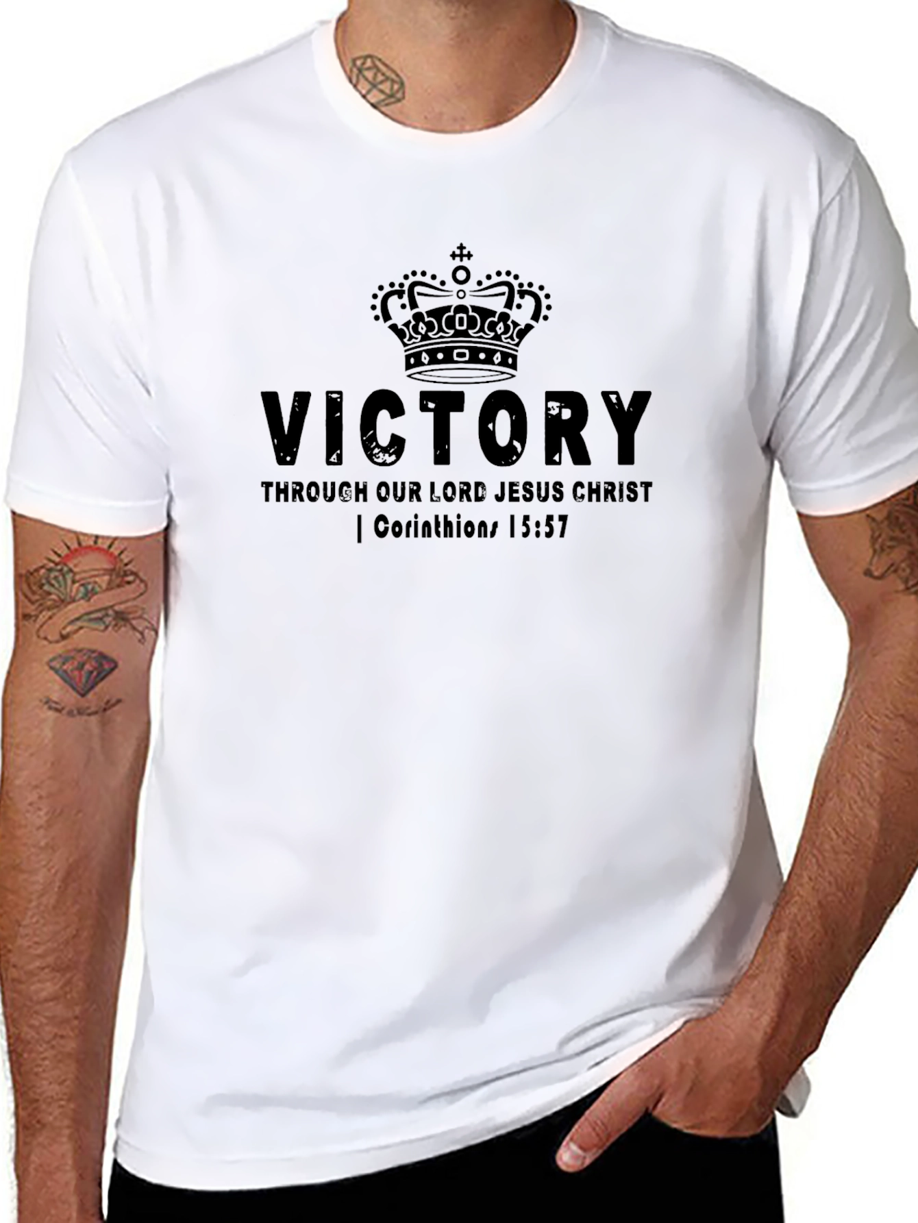 Victory Through Christ Black T-Shirt