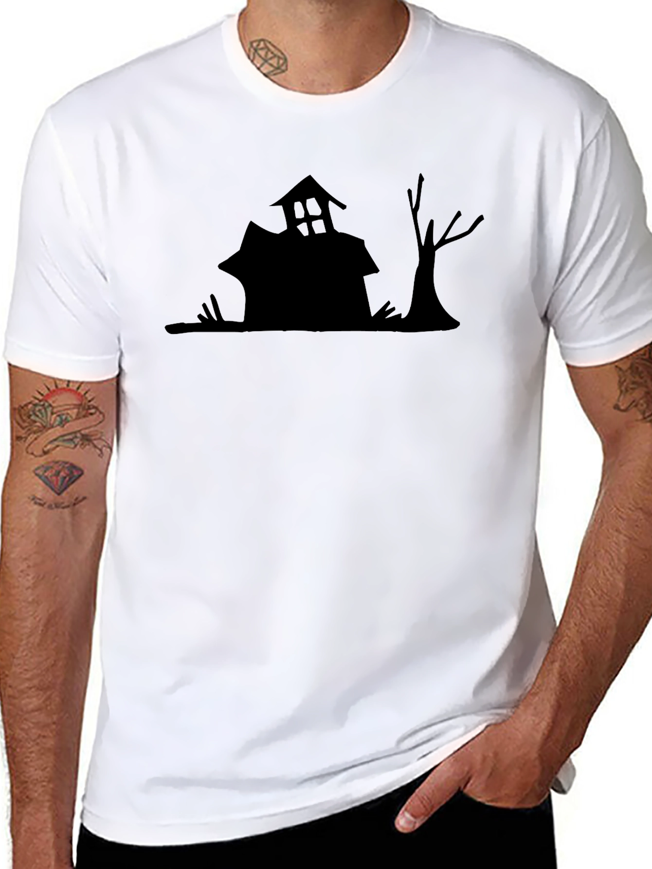 Spooky House Graphic Tee - Halloween Shirt