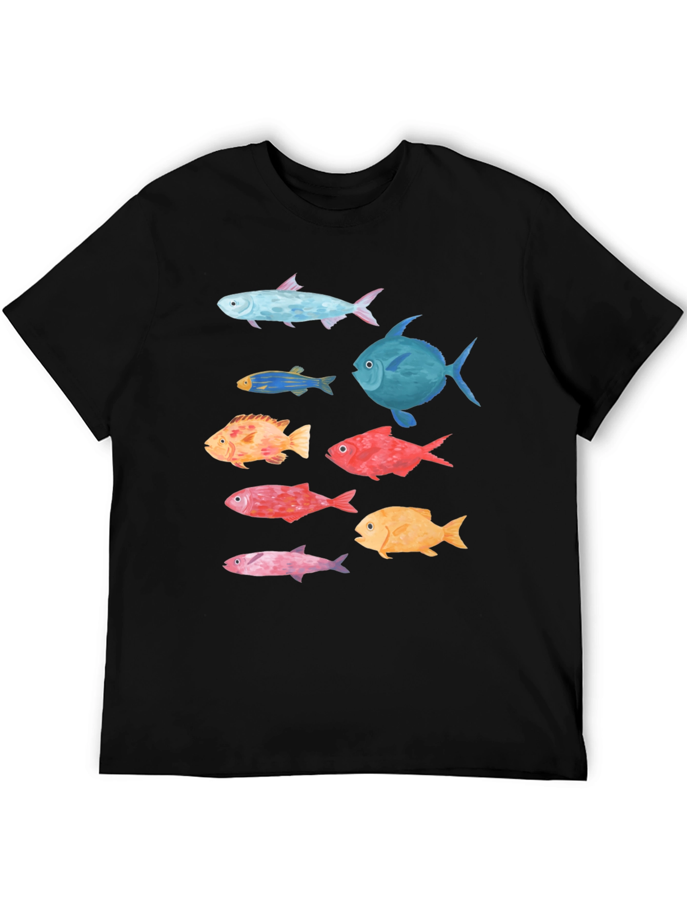 Fish Graphic Tee - Stylish Mens Black T-Shirt