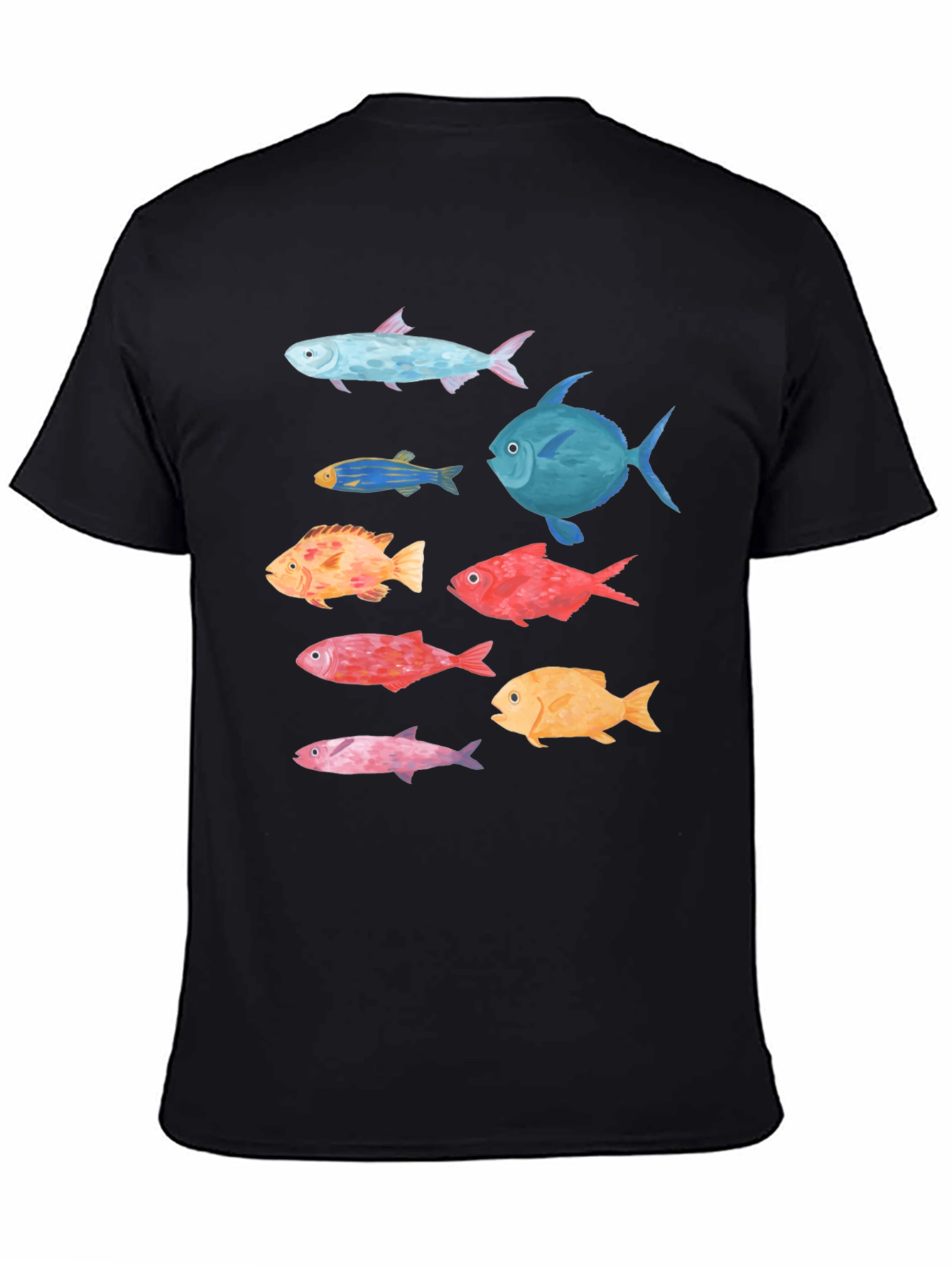 Fish Graphic Tee - Stylish Mens Black T-Shirt