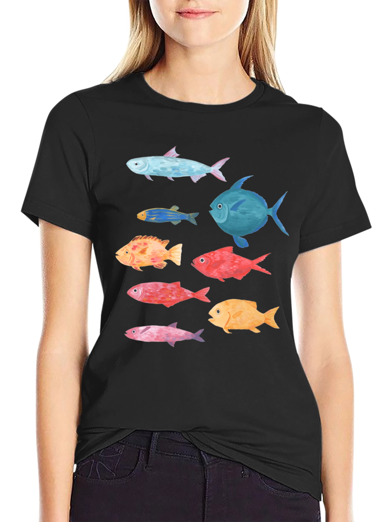 Fish Graphic Tee - Stylish Mens Black T-Shirt