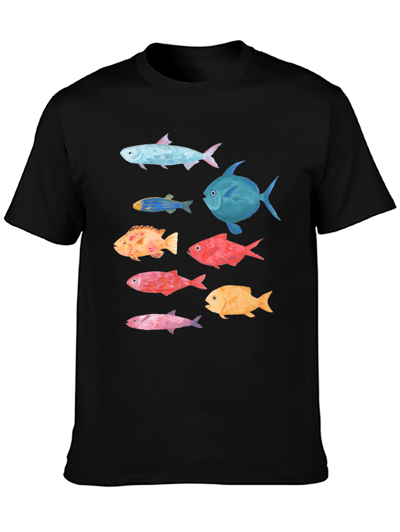 Fish Graphic Tee - Stylish Mens Black T-Shirt